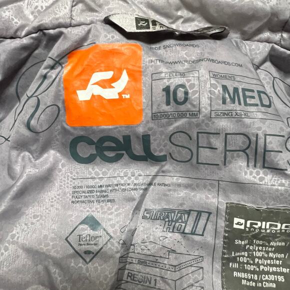 RIDE Snowboards Coat Womens Medium snow snowboarding Cell Series Jacket Blue - Picture 12 of 14